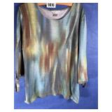Green, Brown, Blue Knit Top, 3/4 Length...