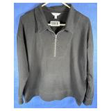 Black Short Zip Top Long Sleeve, XL, Time & True