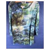 Blue & Green Knit Top w/3/4 Length Sleeves, XL CB