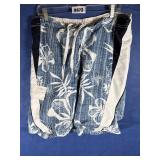 Blue & White Print Mens Swim Trunks, Large...