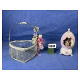Wire Heart Shape Basket w/Rose Corsorage,...