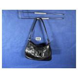 Black Purse, 11x7.5'H Metal Buckle in Front, Vinyl
