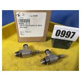 New (2) 1/4x1/4 Flow Control Rt Angle w/Knob