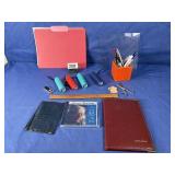 Box of 4-4' Flashlights, Ink Pens, CD Music By...