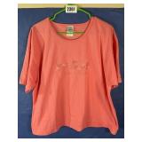 XL Salmon Cotton Shirt w/Aloha Hawaii Embroidered