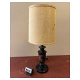 Black Ceramic Lamp w/Oriental Scene, 20'T,...