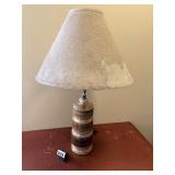 Ceramic Gold & White Glaze Lamp, 31'T, Dirty Shade