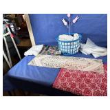 Blue Basket w/Handle & 13x54 Furry Fabric,...