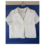 20W JM Collection White Eyelet Short Sleeve Top...