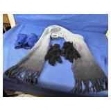 Gray Fleece Neck Scarf, Black Soft Winter...