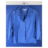 1X Tiramisu Blue Cotton 3/4 Sleeve Blouse,...