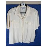 XL Anna & Frank Silk Cream Blouse Short Sleeve,...