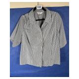 2X CJ Banks Black & White Striped Blouse,...