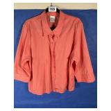 2XL Blair Orange Blouse 3/4 Sleeves, Button Up
