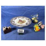 Brown w/Pheasants Cake Plate w/ Blue Jay...