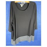 Black & White Polyester/Spandex Top w/Uneven...