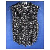 XL Black, Pink & White Sleeveless Top, Button...