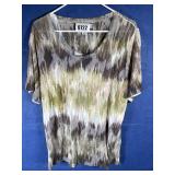 1X Short Sleeve Top in Brown, Green & Tan By CJ...