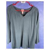 3 Chico's 3/4 Sleeve Dark Green Top w/Pleat...