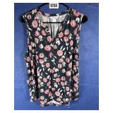 XL Sleeveless V Neck Knit Top Navy w/Pink &...