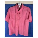 1X CJ Banks Short Sleeve Button Up Top Poly,...