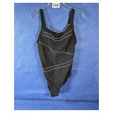 2X Black w/White Trim 1 Pc Bathing Suit