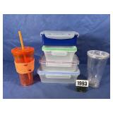 Storage Containers (4) Large Drink Cups (2)