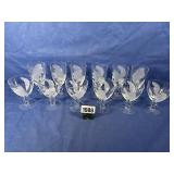 Set of 12 Leaf Etched Stemwar, 6.5'T & 5'T