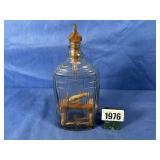 Decorative Bottle w/Carved Miniture Bench Saw...