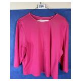 1X CJ Banks Pink 3/4 Sleeve Cotton Pullover Shirt
