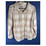 XL Long Sleeve Cotton Plaid Shirt, Metal...