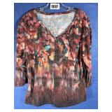 XL Top 3/4 Sleeves, Fall Print-Reds, Rust,...