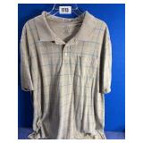 Men's XXL Tan, Blue & White Check Polo Shirt,