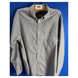 Medium Mens, Eddie Bauer, Lt. Blue & Grey Strip