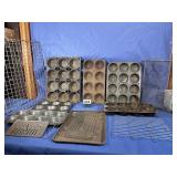 Vintage Assortment of Muffin Pans, Wire Racks,