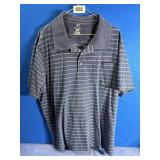 Men's 2XL Blue Stripe Polo Shirt 3 Buttons, Pocket