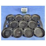Antique Cast Iron Gem Pan #2, 11 Section,