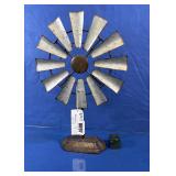 Rustic Galvanized Metal Windmill Table Decor