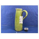 Tall Green Crackle-Glazed Ceramic Pitcher