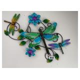 Metal Dragonfly and Flower Wall Art