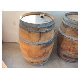 Rustic Large Wooden Barrel with Metal Hoops