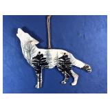 Howling Wolf Wooden Hanging Ornament