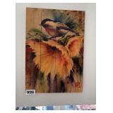 Bird Art Print on Wood Planks