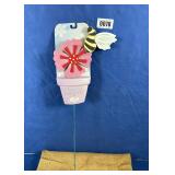 Decorative Bee and Pink Flower Plant Pick