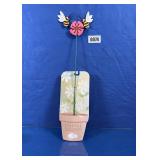 Metal Bee and Flower Garden Plant Pick