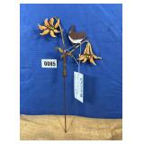 Metal Wren on Lily Garden Stake
