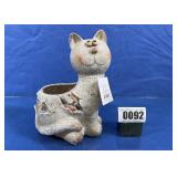 Rustic Ceramic Cat Planter