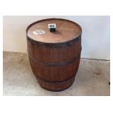 Vintage Wooden Barrel with Metal Hoops