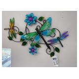 Metal Dragonfly and Floral Wall Art