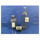 Set of 2 Glass Bottles in Wire Caging
